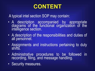 INTELLIGENCE Special operations procedures | PPT