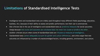 Intelligence Testing in Psychology: An Overview | PPT