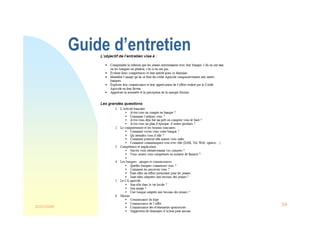 22/03/2008 Intelligence et veille marketing 34
Guide d’entretien
 