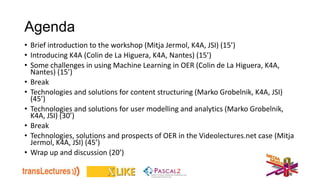 Agenda
• Brief introduction to the workshop (Mitja Jermol, K4A, JSI) (15’)
• Introducing K4A (Colin de La Higuera, K4A, Na...
