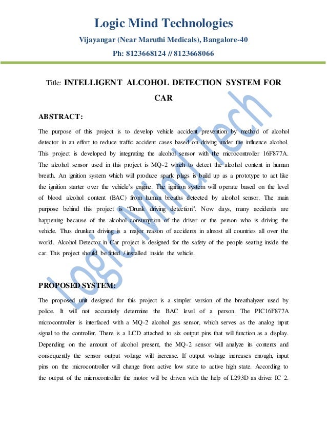 alcohol detection system in cars ppt Alcohol detector.