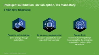 Intelligent  automation  isn’t  an  option,  it’s  mandatory.
21
3  high-­level  takeaways:
AI  as  a  core  competence:
P...