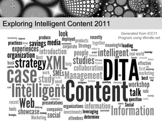 Exploring Intelligent Content 2011
                                      Generated from ICC11
                                     Program using Wordle.net
 