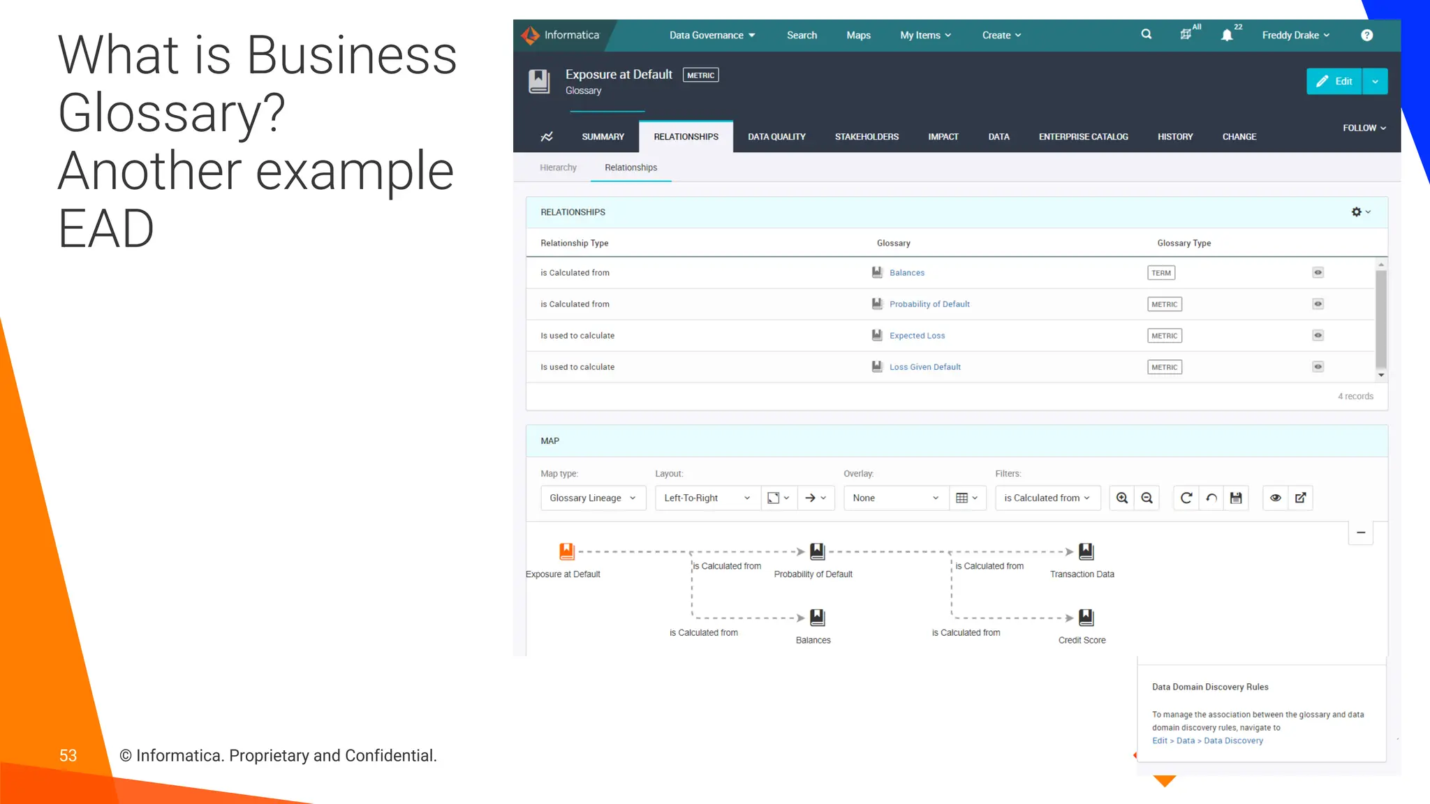 53 © Informatica. Proprietary and Confidential.
What is Business
Glossary?
Another example
EAD
 