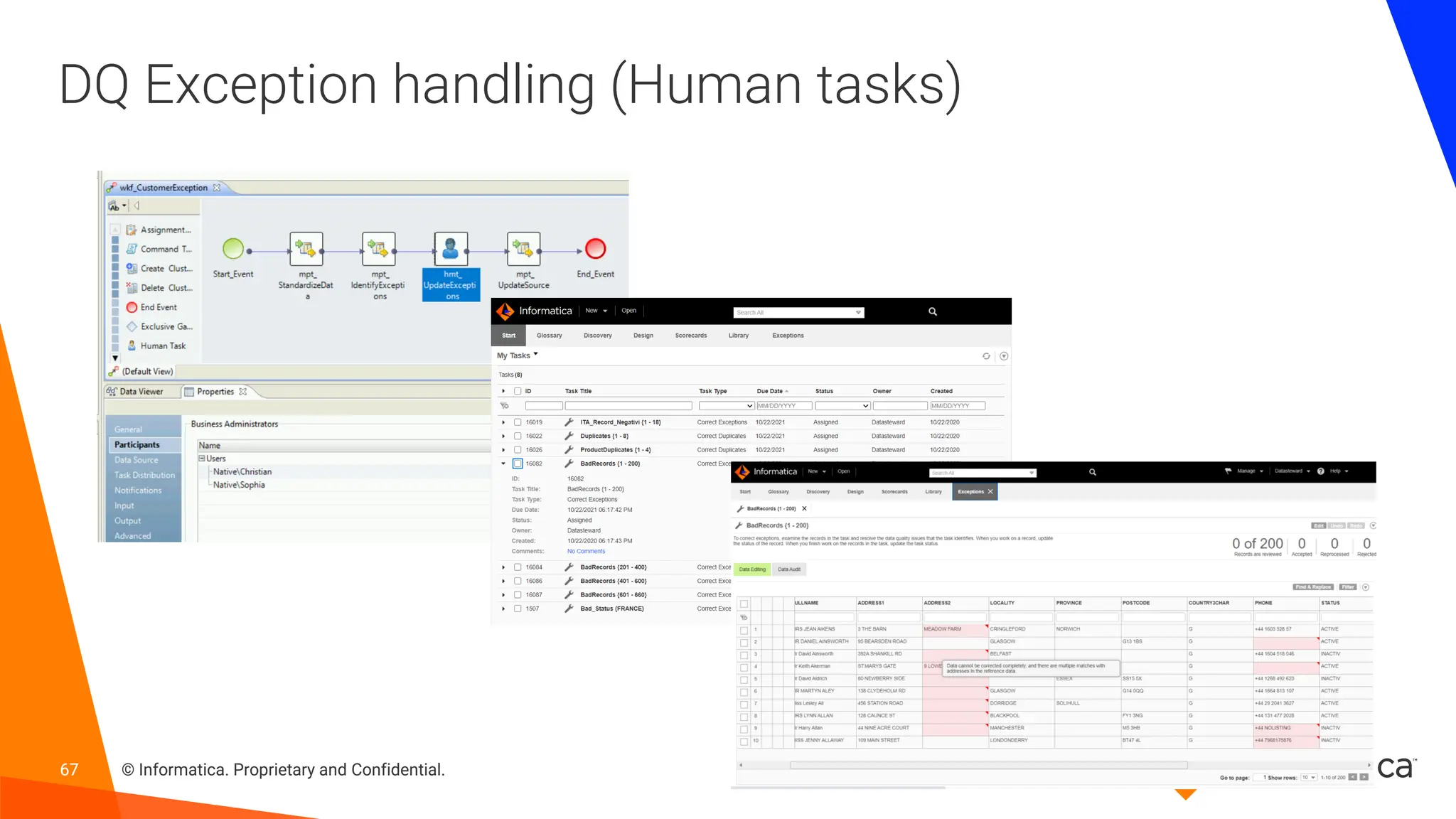 67 © Informatica. Proprietary and Confidential.
67
DQ Exception handling (Human tasks)
 