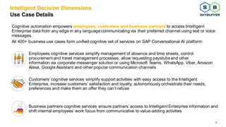 6
Intelligent Decision Dimensions
Use Case Details
Cognitive automation empowers employees, customers and business partner...