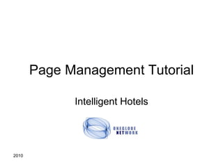 Page Management Tutorial Intelligent Hotels 