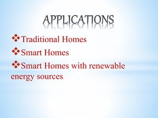 Traditional Homes
Smart Homes
Smart Homes with renewable
energy sources.
 