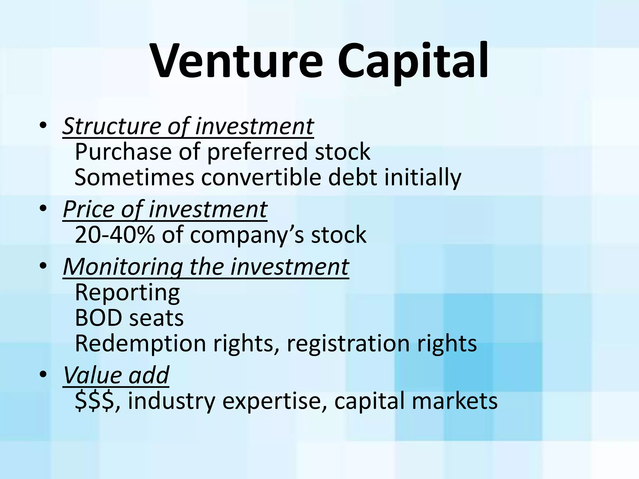 Crowdfunding:	
  A	
  Kickstarter	
  story	
  
To	
  Kickstart?	
  
• Demand/market	
  validaAon	
  
done	
  before	
  you	
  go	
  to	
  
market.	
  	
  
• Almost	
  zero	
  risk	
  if	
  market	
  
• MarkeAng	
  story	
  done	
  for	
  
you.
Not	
  to	
  Kickstart?
• Kickstarter	
  	
  -­‐	
  Launched	
  in	
  2009
• $750MM	
  funding	
  46,000	
  projects.
• 4K	
  currently	
  in	
  progress,	
  110,000	
  total
• Melon	
  Kickstarter
 