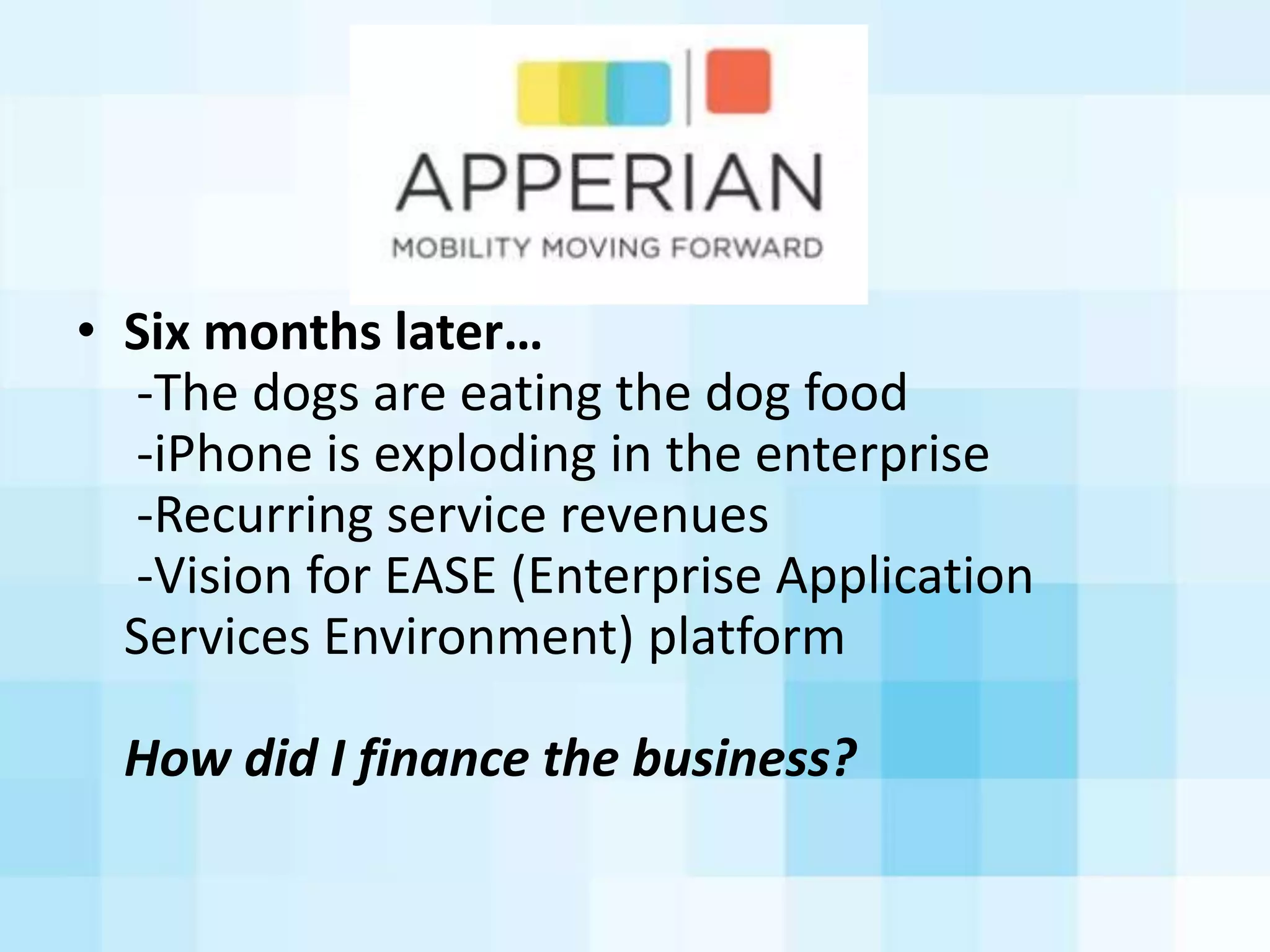 Angels
• Class	
  of	
  capital
	
  	
  Equity	
  (ownership	
  in	
  company)
• Structure/organizaAon
	
  	
  High	
  net	
  worth	
  (HNW)	
  individuals
	
  	
  Some	
  groups	
  and	
  clubs
	
  	
  Some	
  “super	
  angel”	
  funds
• MoAvaAon/incenAves
	
  	
  Upside	
  –	
  stock	
  appreciaAon
	
  	
  Most	
  look	
  for	
  an	
  “exit”	
  (i.e.	
  liquidity	
  event
 
