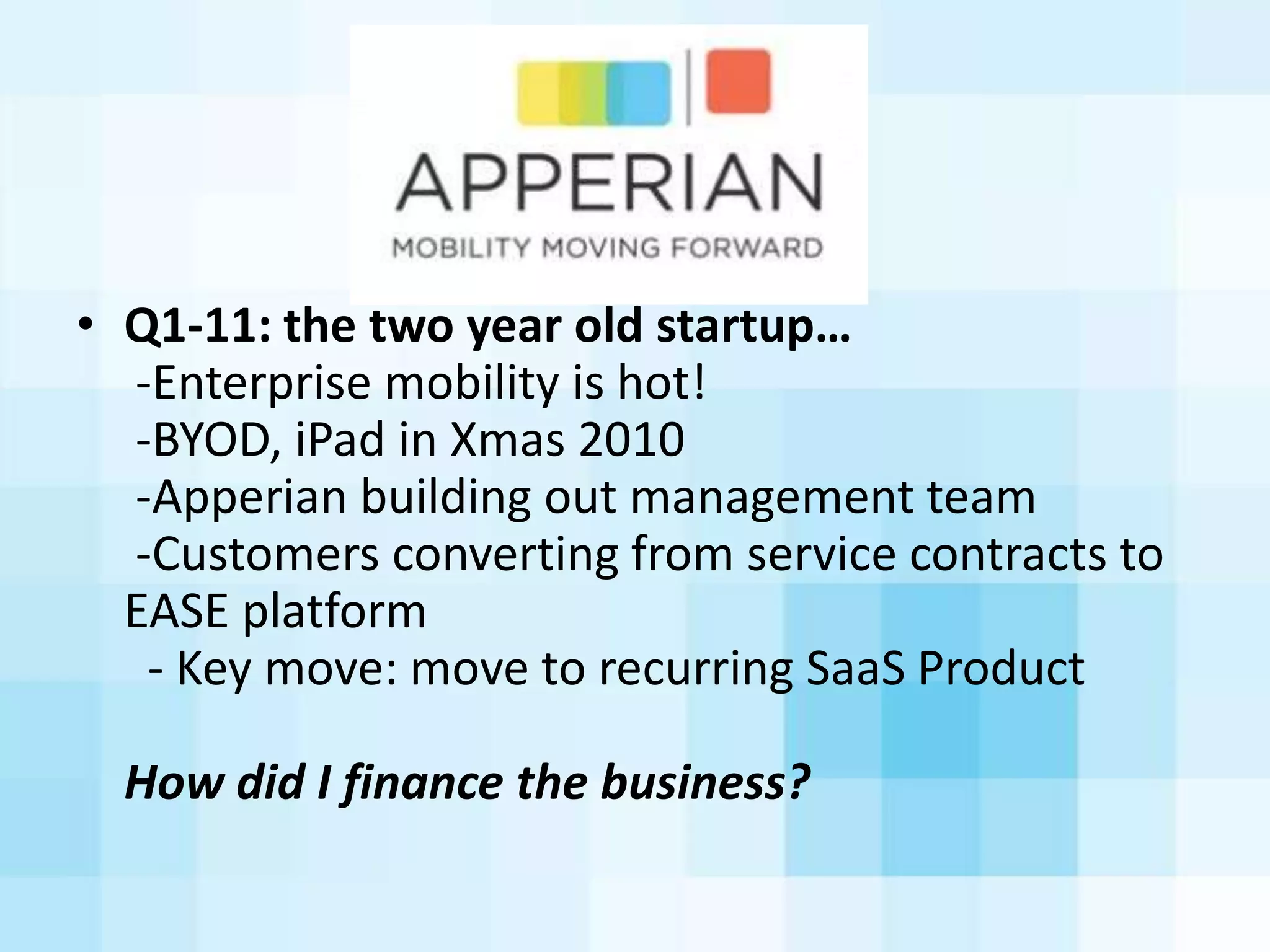Venture	
  Capital	
  
• Class	
  of	
  capital
	
  	
  Equity	
  (ownership	
  in	
  company)
• Structure/organizaAon
	
  	
  Limited	
  partnership
	
  	
  10	
  year	
  funds	
  (invest,	
  grow	
  &	
  harvest)
• MoAvaAon/incenAves
	
  	
  Upside	
  (30%	
  IRR	
  and	
  3x	
  overall	
  for	
  fund)
	
  	
  Looking	
  for	
  an	
  “exit”	
  (i.e.	
  liquidity	
  event)
 