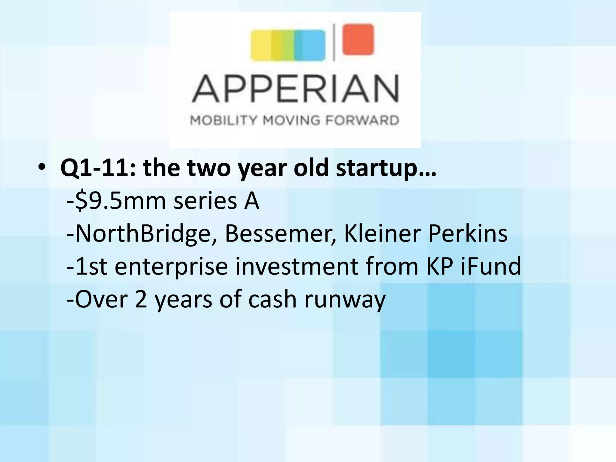 Venture	
  Capital
• Amount	
  of	
  capital
	
  	
  $1mm-­‐20mm	
  
	
  	
  Some	
  seed	
  acAvity	
  as	
  well
• Use	
  of	
  capital
	
  	
  Extreme	
  growth	
  capital
• Stage	
  of	
  company
	
  	
  Early-­‐stage	
  and	
  growth	
  stage
• Who	
  bears	
  the	
  risk	
  &	
  what	
  type
	
  	
  Limited	
  partners	
  and	
  general	
  partners
	
  	
  Product,	
  market,	
  tech	
  &	
  execuAon	
  risk
 