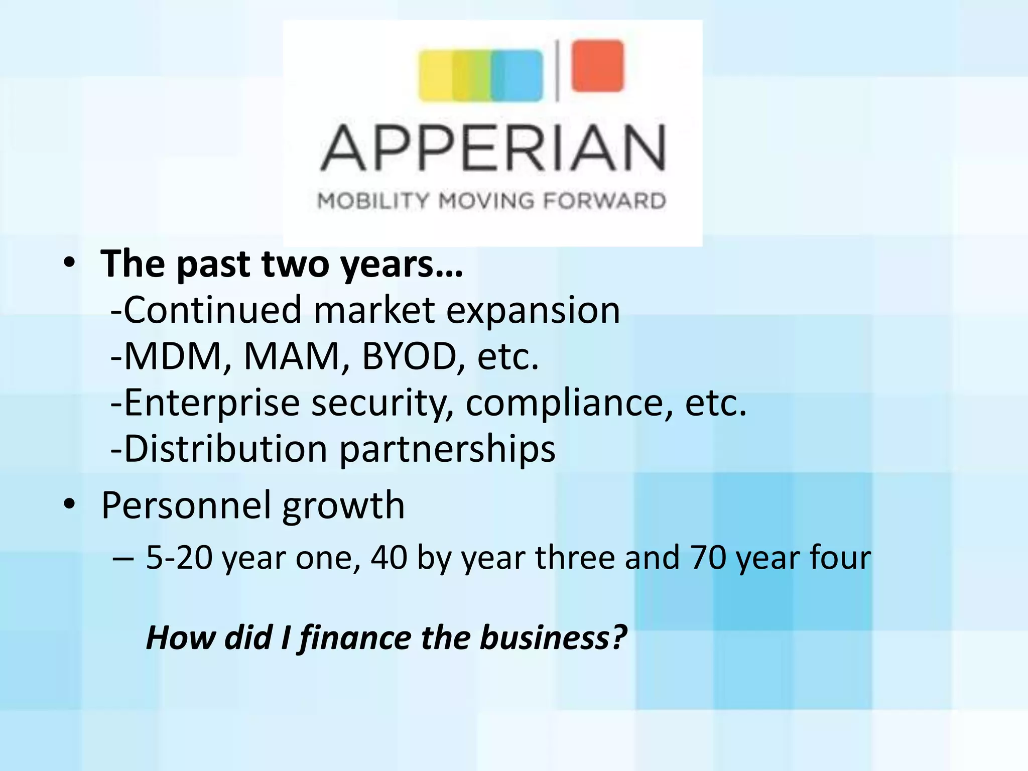 Venture	
  Capital
• Structure	
  of	
  investment
	
  	
  Purchase	
  of	
  preferred	
  stock
	
  	
  SomeAmes	
  converAble	
  debt	
  iniAally
• Price	
  of	
  investment
	
  	
  20-­‐40%	
  of	
  company’s	
  stock
• Monitoring	
  the	
  investment
	
  	
  ReporAng
	
  	
  BOD	
  seats
	
  	
  RedempAon	
  rights,	
  registraAon	
  rights
• Value	
  add
	
  	
  $$$,	
  industry	
  experAse,	
  capital	
  markets
 