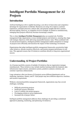 Intelligent Portfolio Management for Optimizing AI Project Success | DOCX