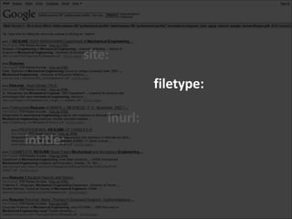 site:

                        filetype:

               inurl:
intitle:
 