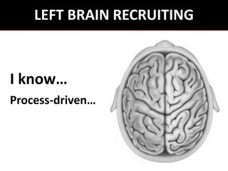 LEFT BRAIN RECRUITING



I know…
Process-driven…
 