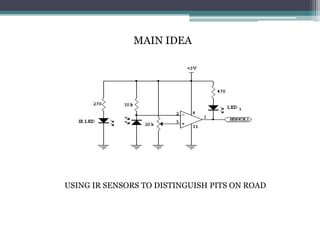 MAIN IDEA
USING IR SENSORS TO DISTINGUISH PITS ON ROAD