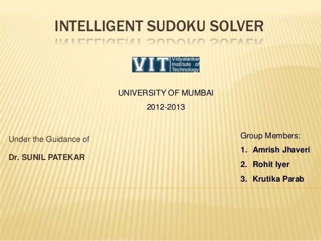 intelligent sudoku solver
