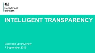 1
INTELLIGENT TRANSPARENCY
Expo pop-up university
7 September 2016
 