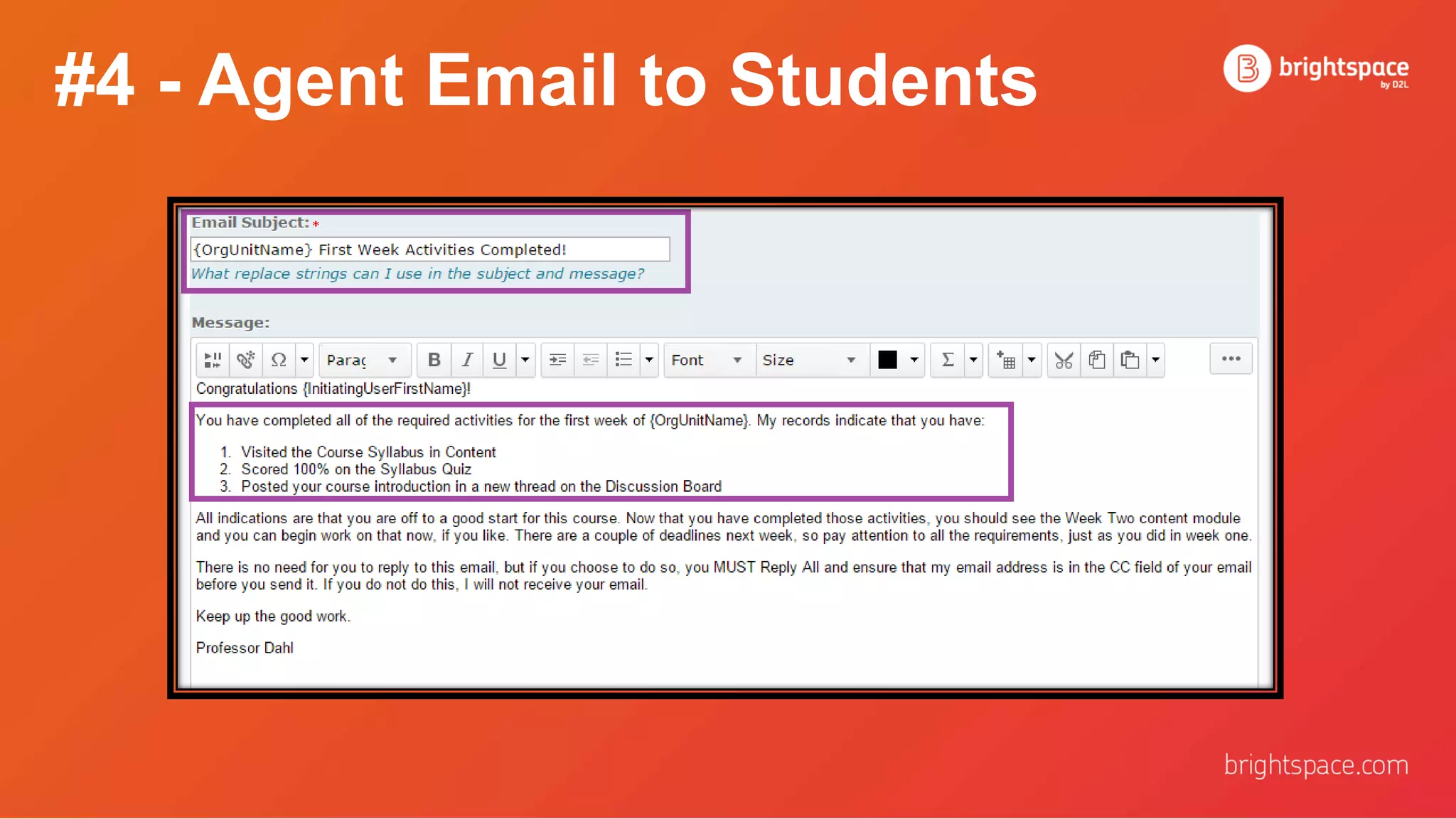 #4 - Agent Email to Students
 