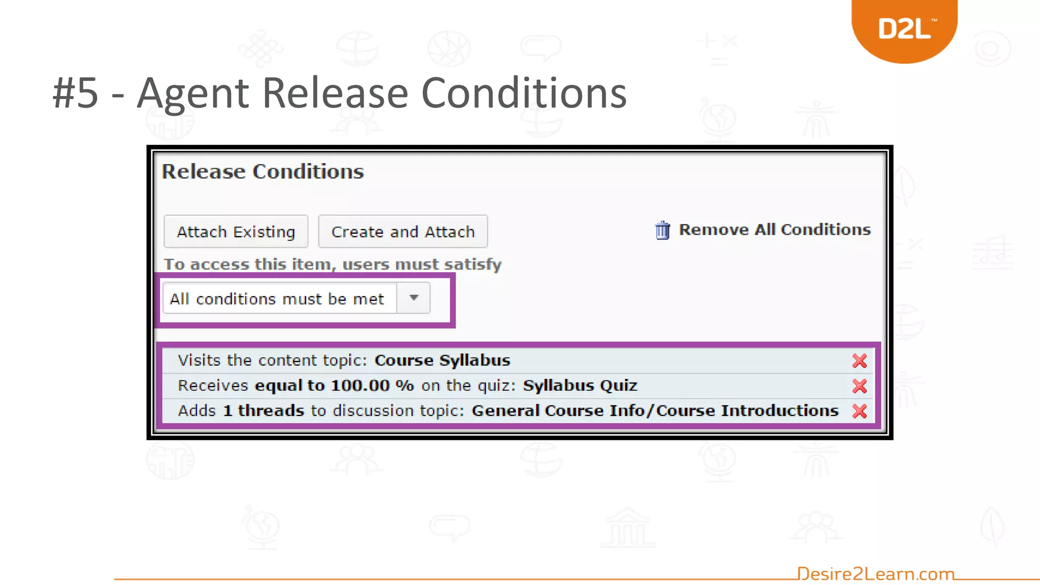 #5 - Agent Release Conditions
 