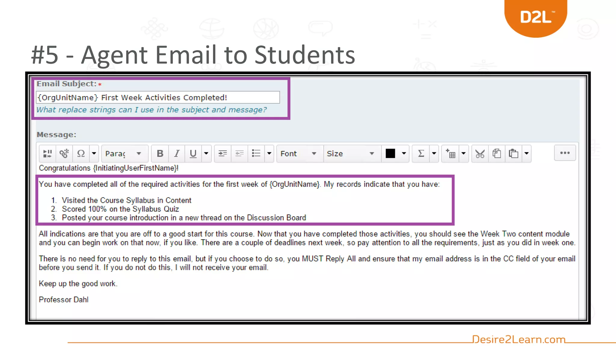 #5 - Agent Email to Students
 