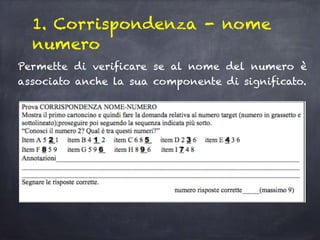 1. Corrispondenza - nome
numero  
Permette di verificare se al nome del numero è
associato anche la sua componente di significato.
 