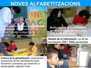 NOVES ALFABETITZACIONS Comunicació a través del llenguatge audiovisual : interpretar, utilitzar, valorar i produir imatges...