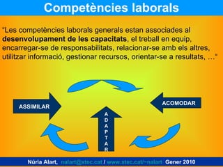 Competències laborals “ Les competències laborals generals estan associades al  desenvolupament de les capacitats , el tre...