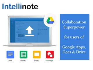 Collaboration
Superpower
for users of
Google Apps,
Docs & Drive
 