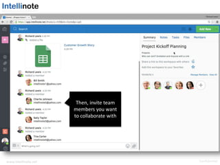 www.intellinote.net Confidential
Then, invite team
members you want
to collaborate with
 
