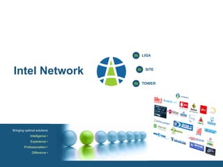 IN    LIGA



Intel Network                  IN    SITE


                              IN    TOWER




Bringing optimal solutions
             Intelligence •
             Experience •
        Professionalism •
              Difference •
 