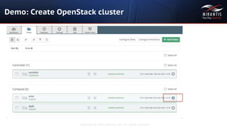 Copyright © 2016 Mirantis, Inc. All rights reserved
Demo: Create OpenStack cluster
 