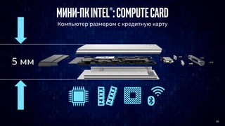МИНИ-ПКIntel®:computecard
Компьютер размером с кредитную карту
5 мм
30
 