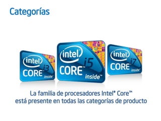 Categorías




       La familia de procesadores Intel® Core™
 está presente en todas las categorías de producto
 