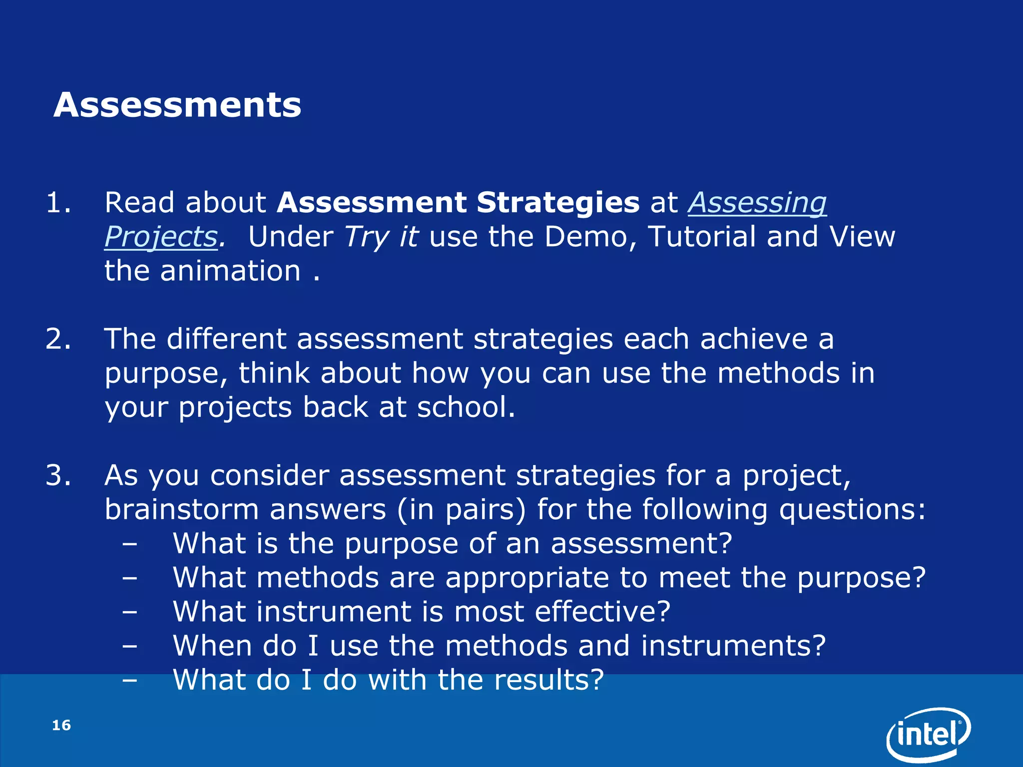Examining Good Instructional DesignModule 1: Teaching with Projects - Activity 3Move into teams of 2