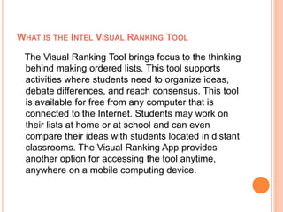 Intel visual Ranking Tool | PPTX | Education