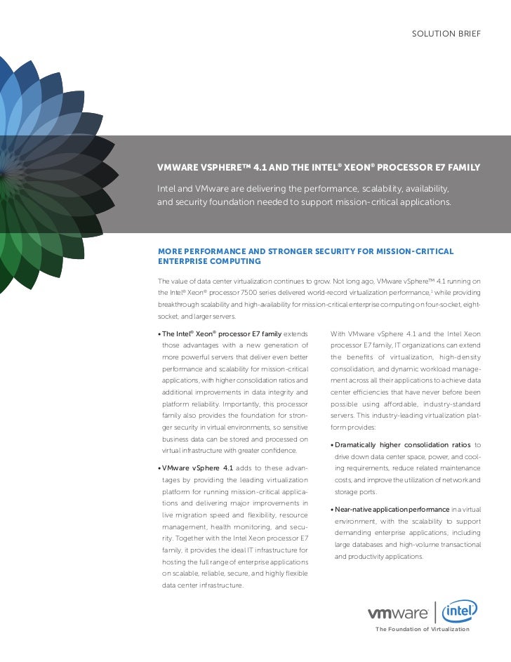 Vmware Vsphere 4 1 And The Intel Xeon Processor E7 Family