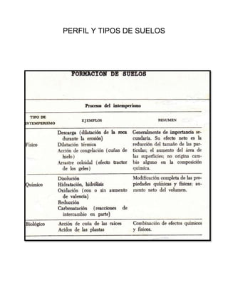 PERFIL Y TIPOS DE SUELOS
 