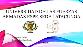 UNIVERSIDAD DE LAS FUERZAS
ARMADAS ESPE-SEDE LATACUNGA
Asignatura: Física II
Docente: Ing. Diego Proaño
Quito-Ecuador
 