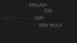 ENOUGH
TOO
VERY
VERY MUCH
 