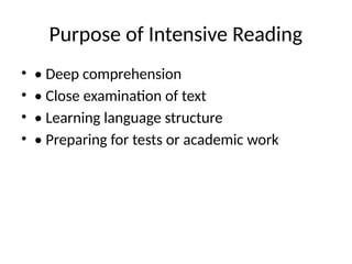 Code Intensive Reading Intensive_Extensive_Reading_Presentation | PPTX
