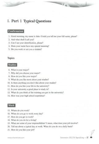 Intensive ielts speaking | PDF