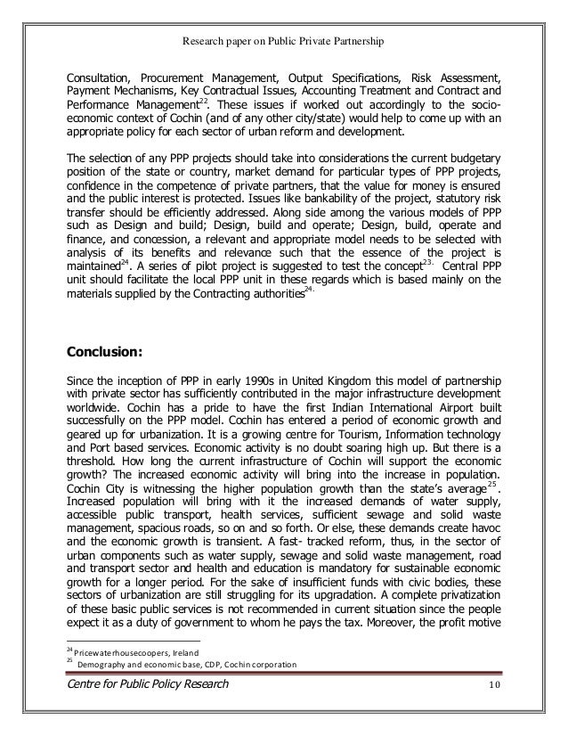 Public private partnership research paper