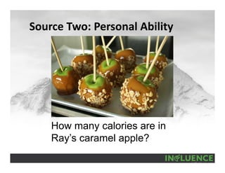 Source Two: Personal Ability
How many calories are in
Ray’s caramel apple?
 