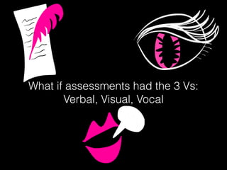 What if assessments had the 3 Vs:
Verbal, Visual, Vocal
 