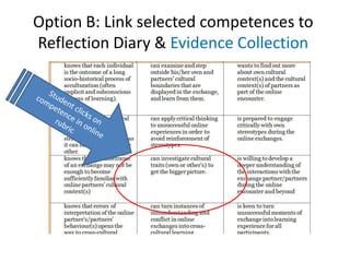 Option B: Link selected competences to
Reflection Diary & Evidence Collection
 