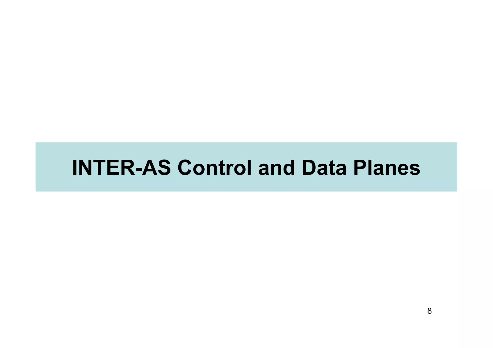 INTER-AS Control and Data Planes
8
INTER-AS Control and Data Planes
 
