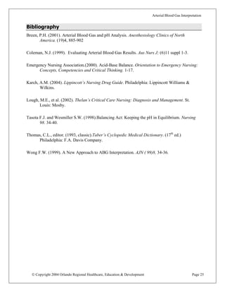 Interpretation Of Arterial Blood Gas | PDF