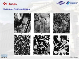 Difusão
Exemplo: Recristalização




                           A.S.D’Oliveira
 